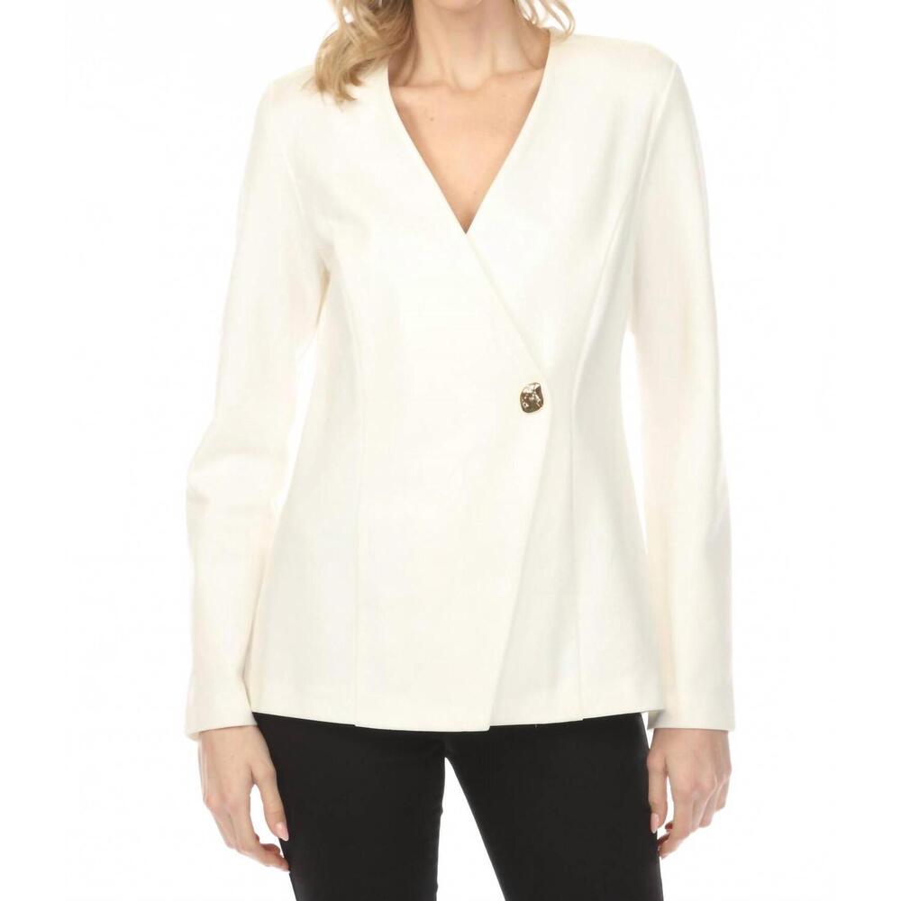 NEW JOSEPH RIBKOFF crossover front v-neck jacket in vanilla